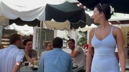 Hot girls staring at my hard cock bulge in public.