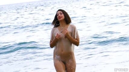 Sweet Brunette Fucked On Beach