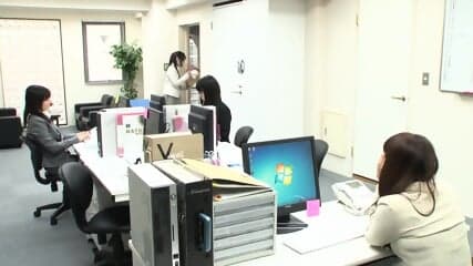 Lesbian Time Stop At Office
