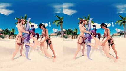 Overwatch VR lesbian beach party Futa porn. D.va, widow
