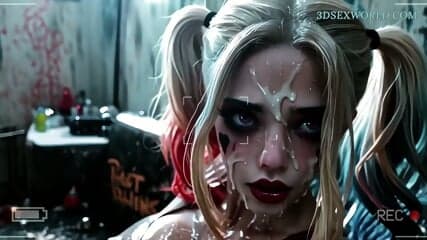 Sexy Harley Quinn Playing Hard with a Huge Hairy Cock - AI Generated