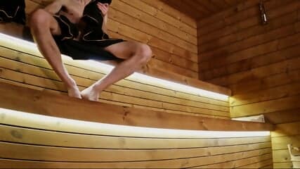 Risky Sauna Flash: Hard Cock  Three Strangers