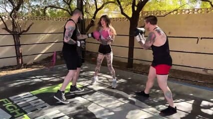 Boxing Match Turns Into Bi MMF Threesome With Tattooed Brunette